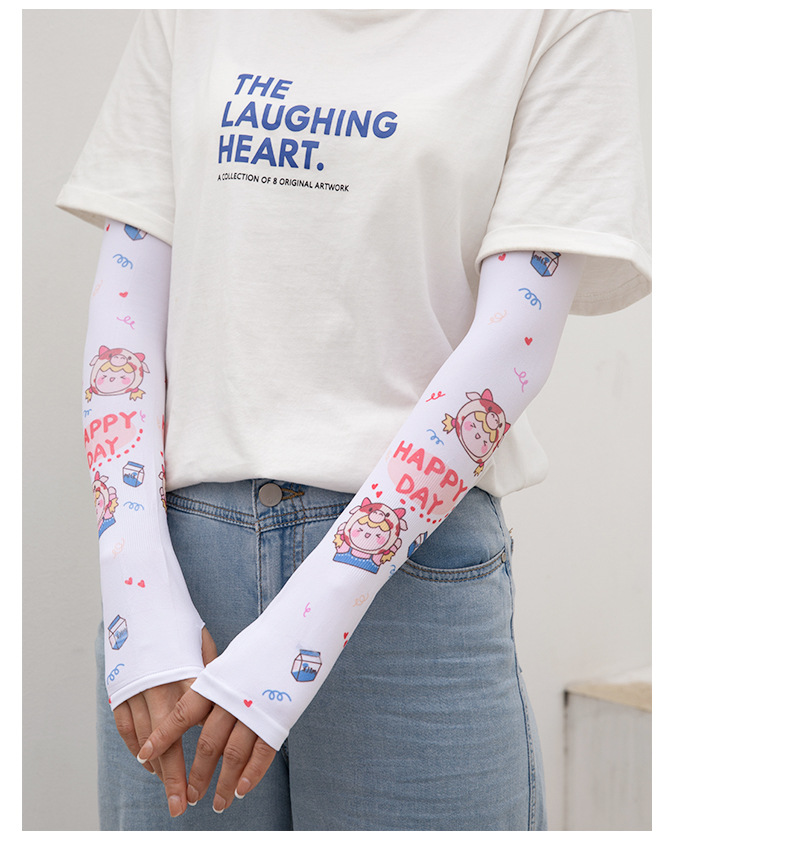 2021春夏季防晒袖套薄款冰丝手袖女骑车户外冰手臂套日系小清新袖详情16