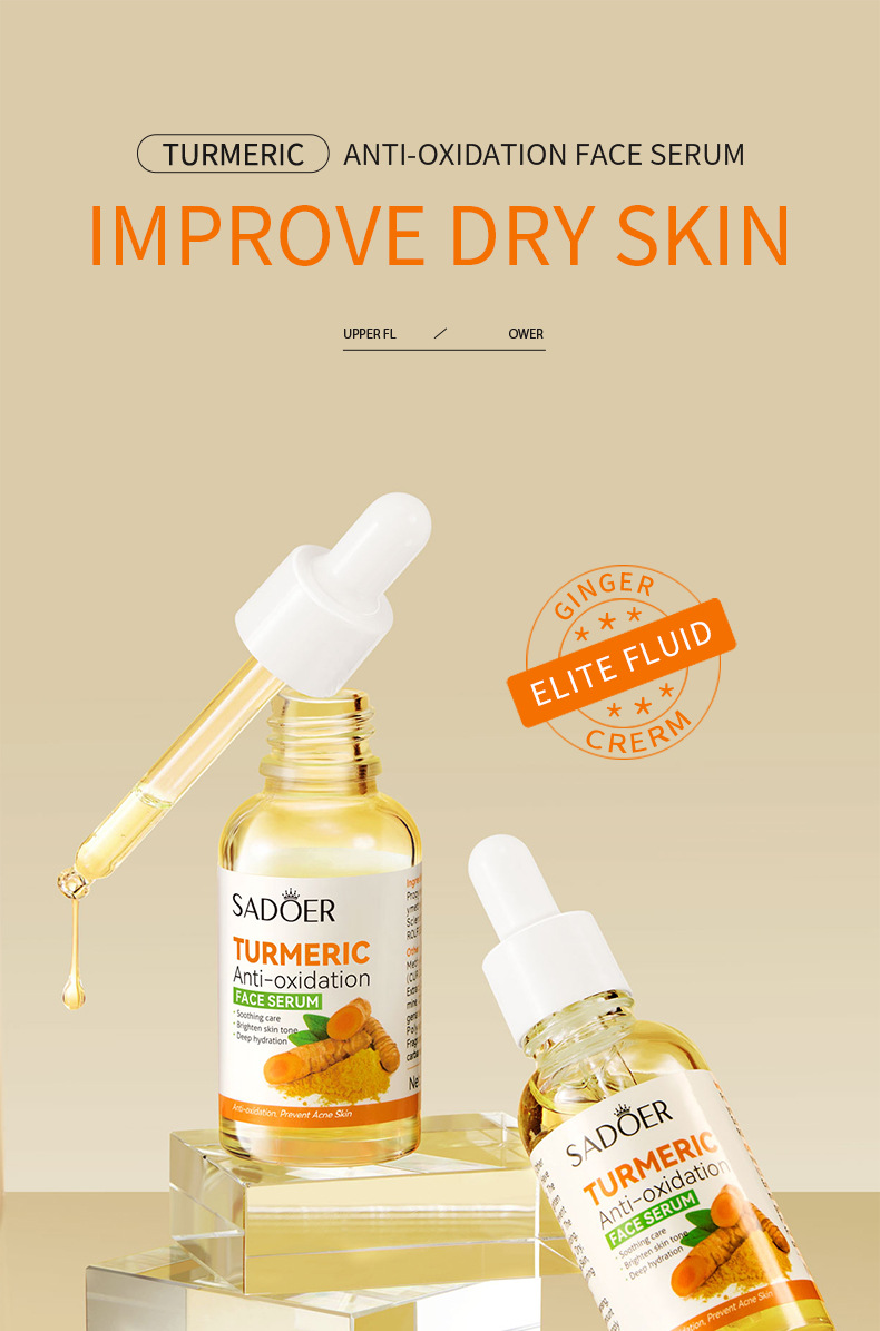 Full English Turmeric Essence SADOER Antioxidant Moisturizing Essence 30ml Cross-border export factory wholesale pic 1