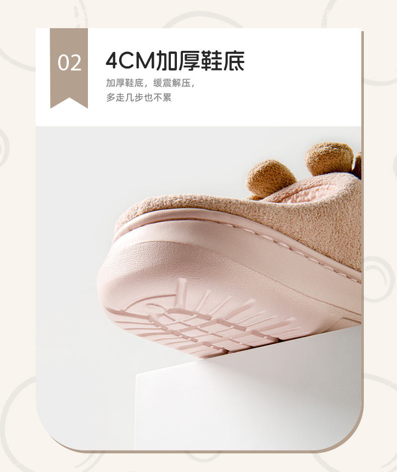 2024新款棉拖鞋女秋冬季室内家居保暖毛绒卡通情侣厚底棉拖男冬季详情6