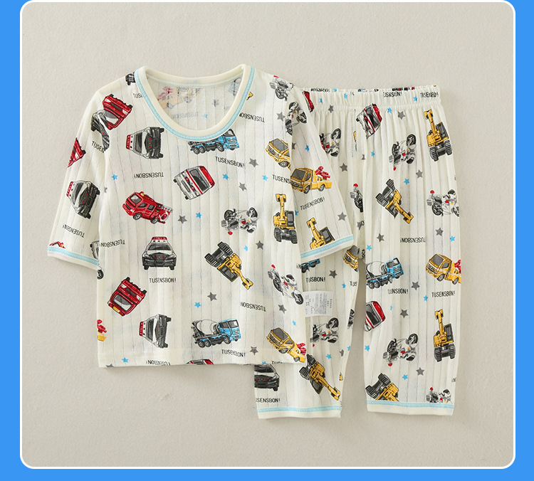 夏季儿童纯棉套装小孩薄款休闲家居服小宝宝空调服男童七分裤套装详情21