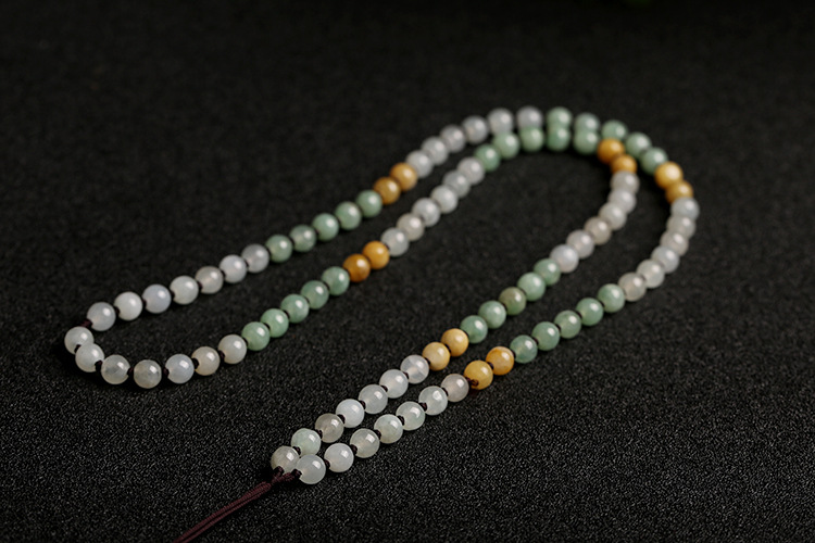 Natural premium jadeite A-grade round beads 5mm woven necklace rope round bead pendant hanging rope jadeite bead chain pic 9