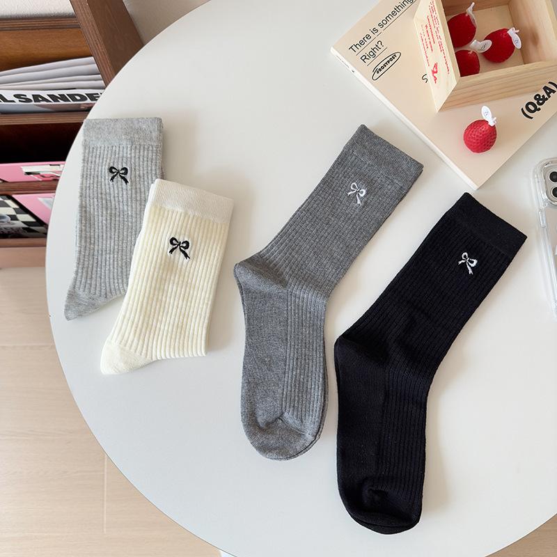 女中筒袜春夏袜子女堆堆袜纯棉条纹袜学院风拉拉袜长筒袜白色袜女详情44