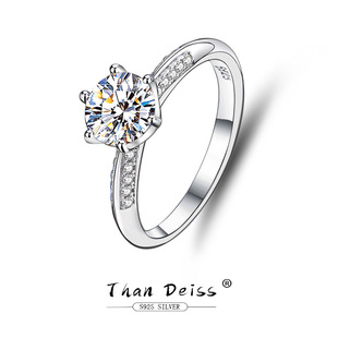 莫桑石戒指2克拉D色求婚钻戒批发欧美时尚S925银经典六爪气质戒指详情13