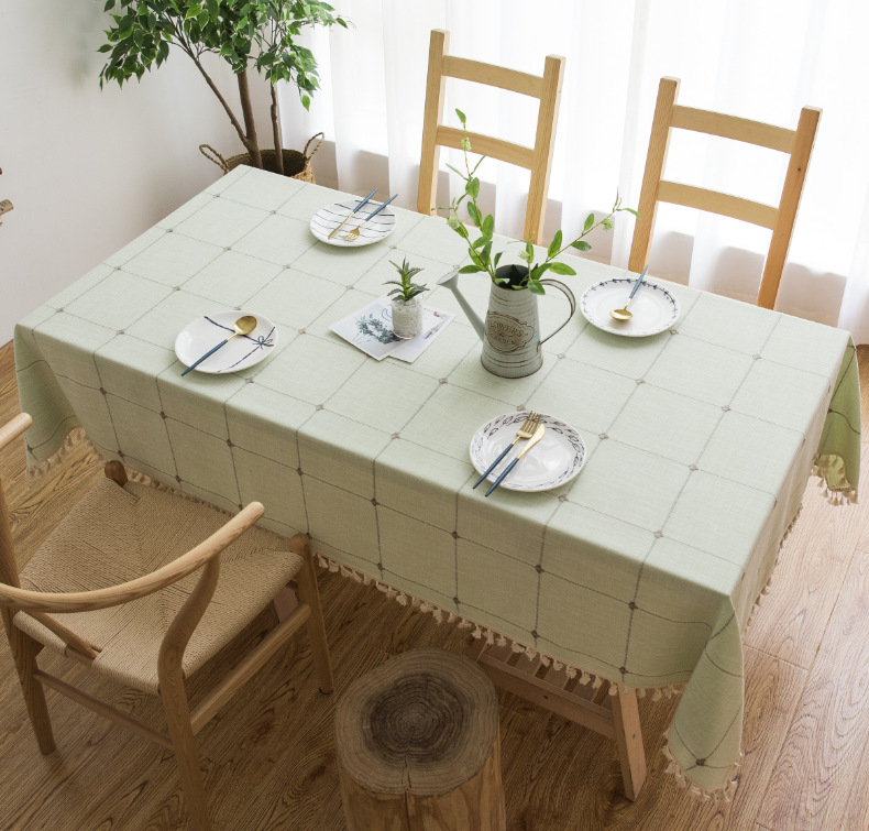 Cross-border Amazon farmhouse antique embroidery party tablecloth, cotton and linen outdoor linen coarse linen waterproof cover tablecloth pic 36