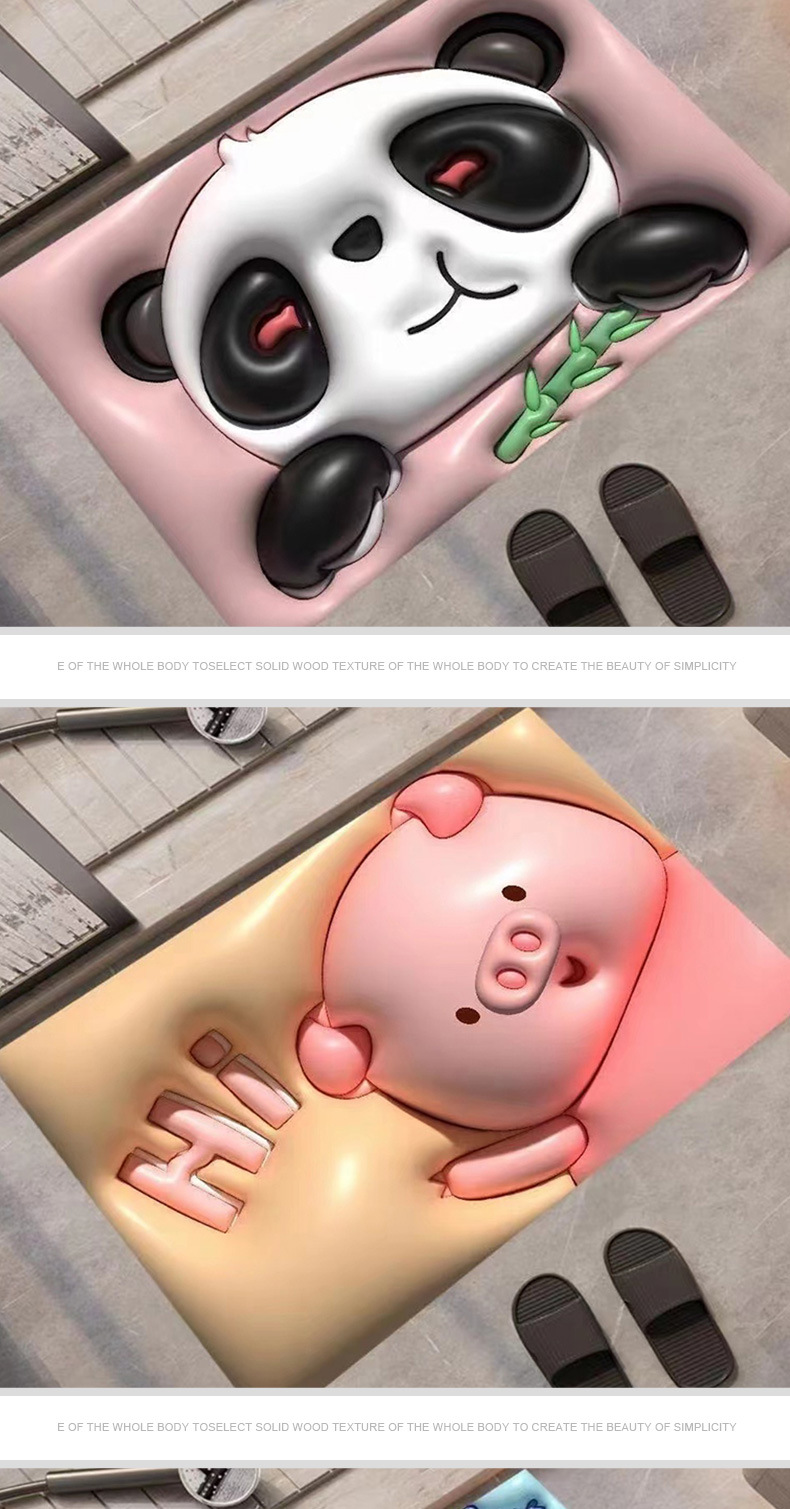 新款膨胀3D视觉硅藻泥地垫浴室蹭脚吸水门垫入户卡通硅藻泥地垫详情10