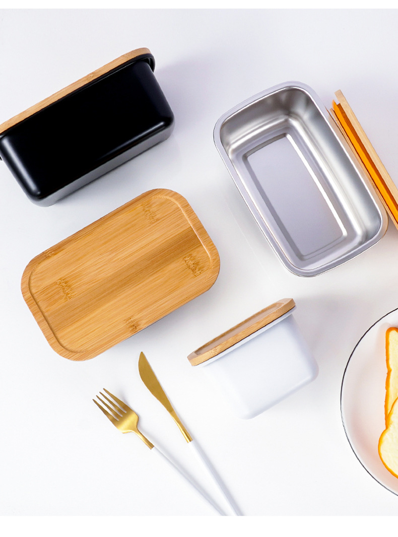 304 stainless steel bamboo lid lunch box, rectangular sealed wooden lid fresh-keeping box, refrigerator refrigerated storage, outdoor lunch box pic 6