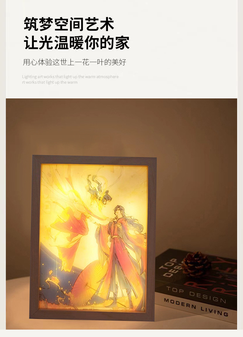 ins灯光画diy阳光画小夜灯床头装饰画卧室灯装饰画发光画批发详情5
