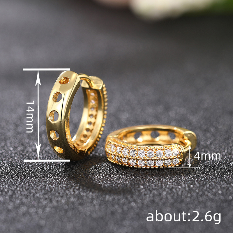 曹适欧美跨境热销女士耳环 简约微镶嵌锆石饰品 小巧精致日常首饰详情1