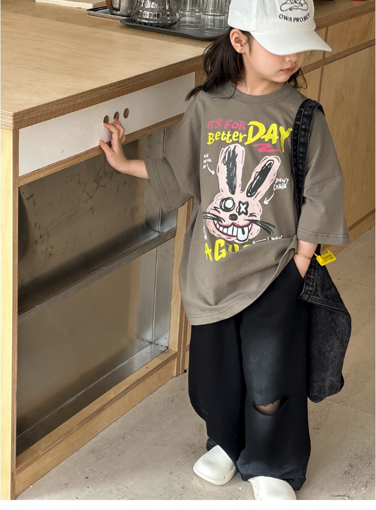 儿童短袖t恤女童夏装2025新款男童半袖体恤宽松休闲卡通洋气上衣详情31