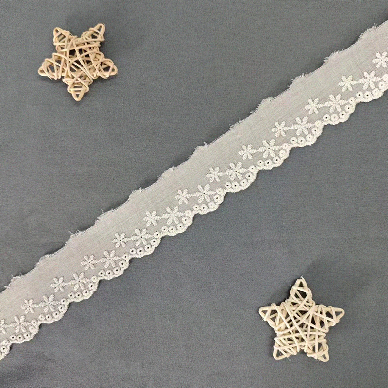 Wholesale of cotton embroidered lace, hollowed-out lace, embroidered skirt hem, clothing accessories, milk silk, perforated, barcode 2.5 pic 118