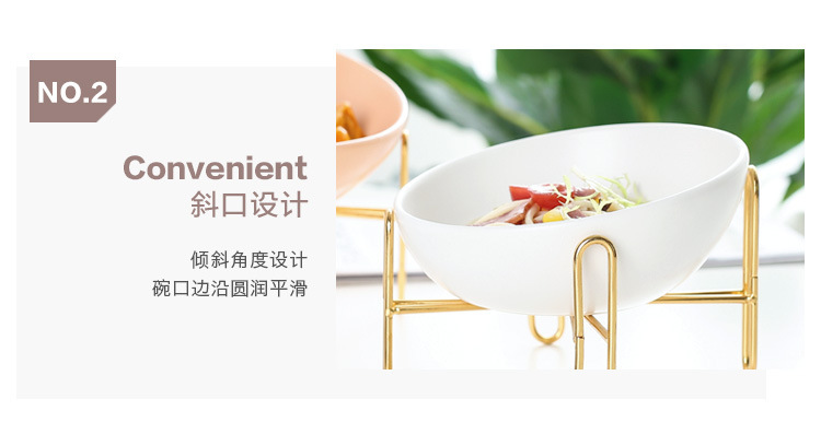 Nordic creative household ceramic tableware with metal racks, pet ceramic bowls, pet feeders pic 5