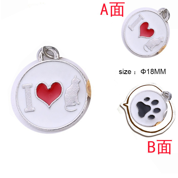 Double-sided round pet collar, tag, cat accessory, dog paw print pendant, engraved anti-loss pet jewelry and accessories pic 5