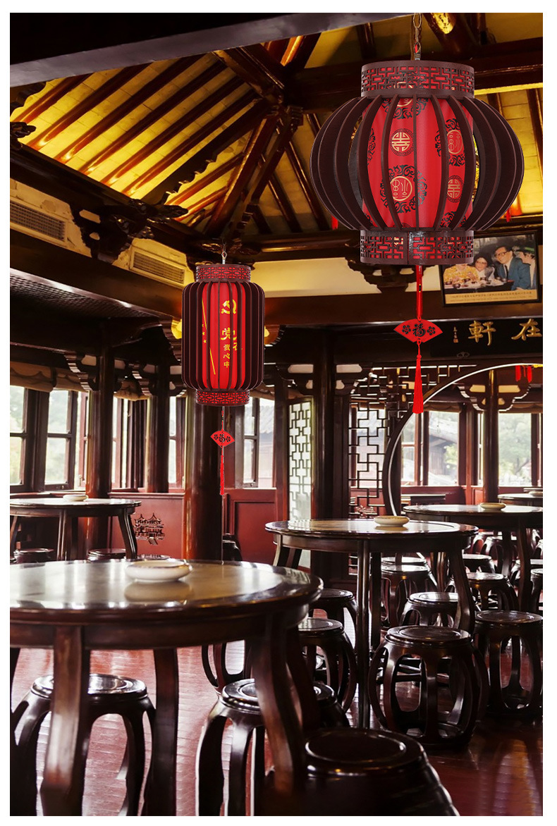 Solid wood rotating lanterns for living room, balcony and tea house decoration, imitation classical electric lanterns, Chinese-style chandeliers, wooden palace lanterns pic 12