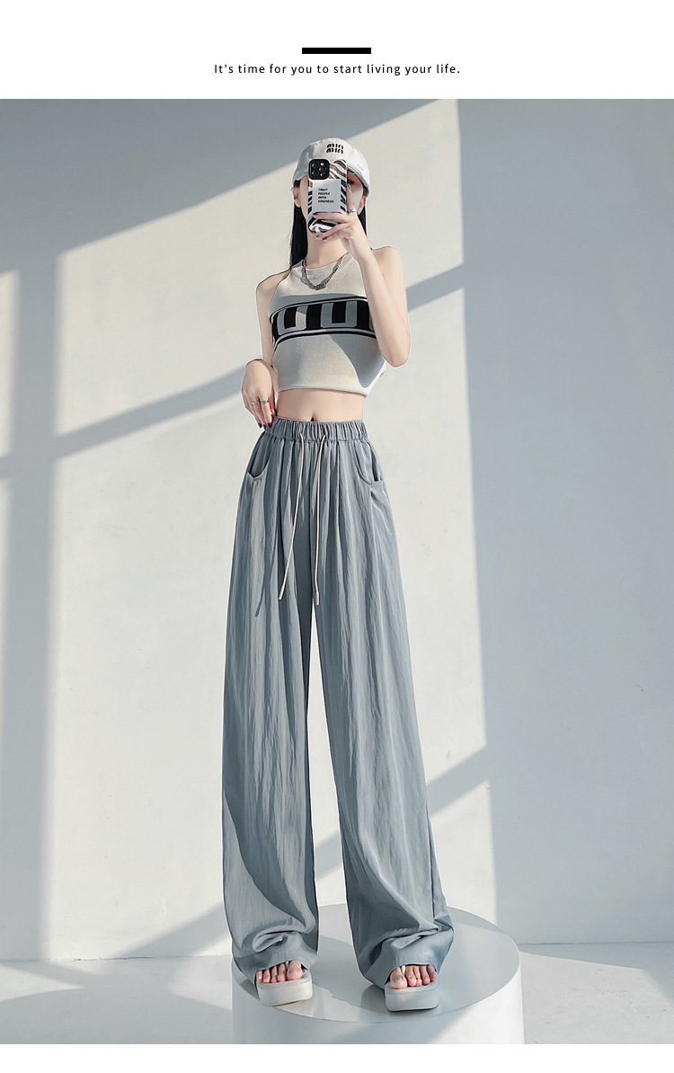 冰丝山本休闲裤女2024夏季新款高腰宽松直筒防晒垂感日系阔腿裤潮详情43
