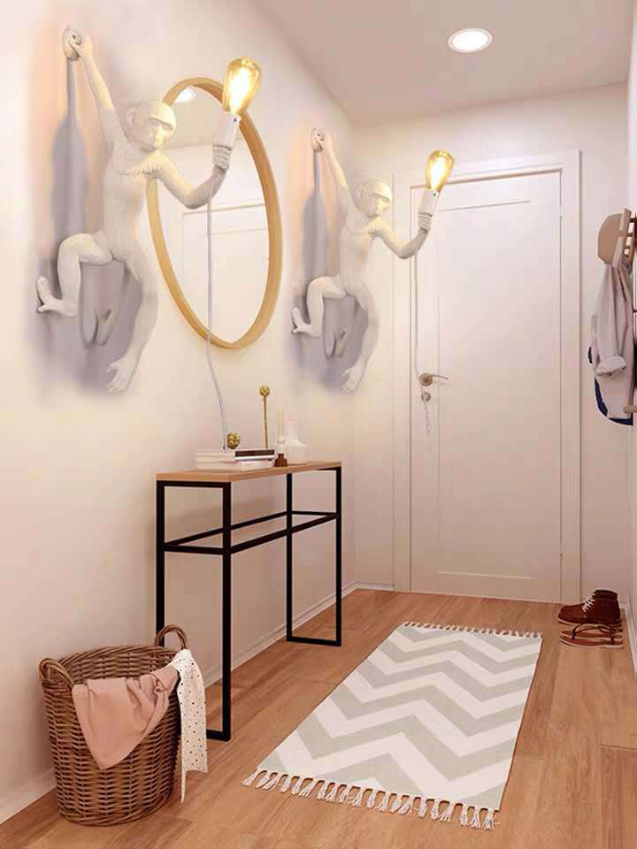 Cross-border monkey lamp, hemp rope lamp, clothing store lamp, retro industrial style animal resin hemp rope lamp, Nordic chandelier pic 3