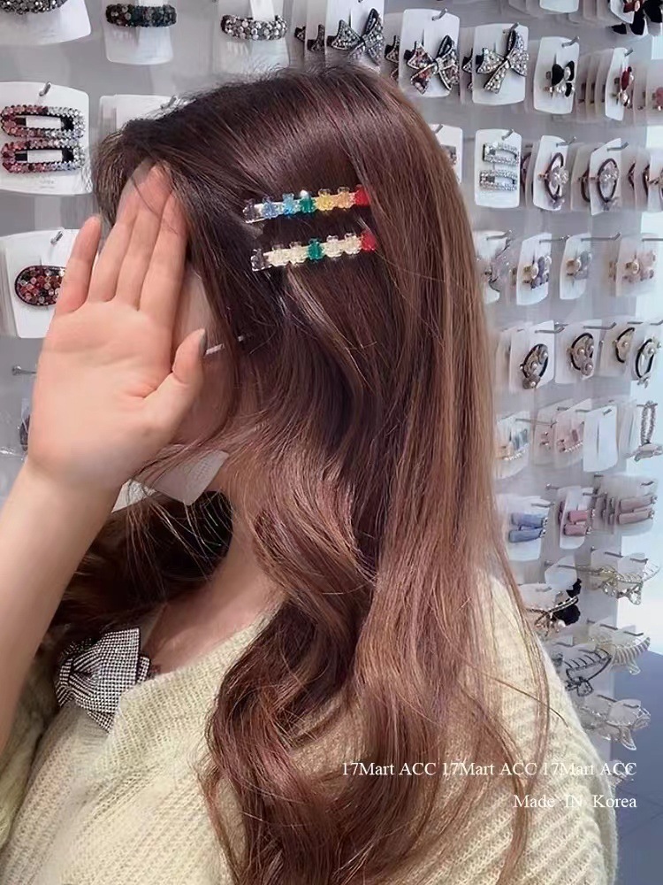 Korean sweet double-clip cartoon cute bear side bangs clip, 2023 new trendy one-line clip pic 3