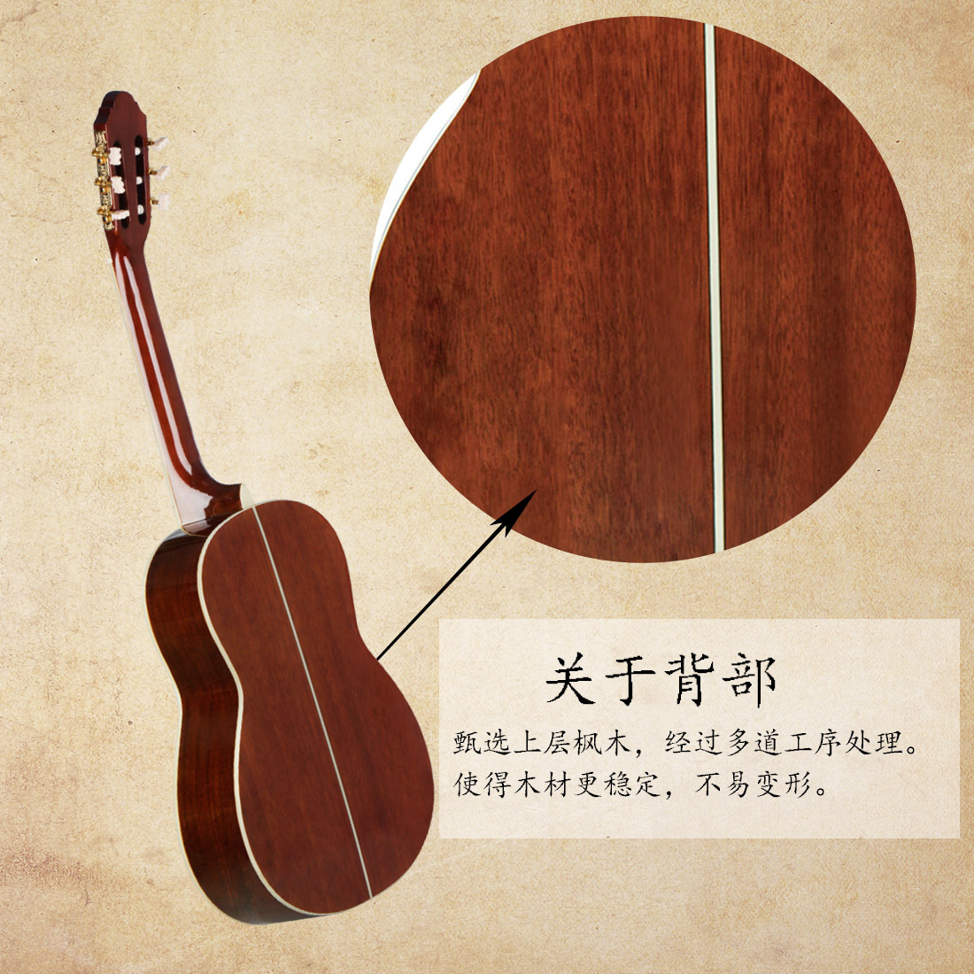 Wholesale 39-inch classical guitars, spruce Sapele classical acoustic guitars, adult performance grade guitar instruments pic 7