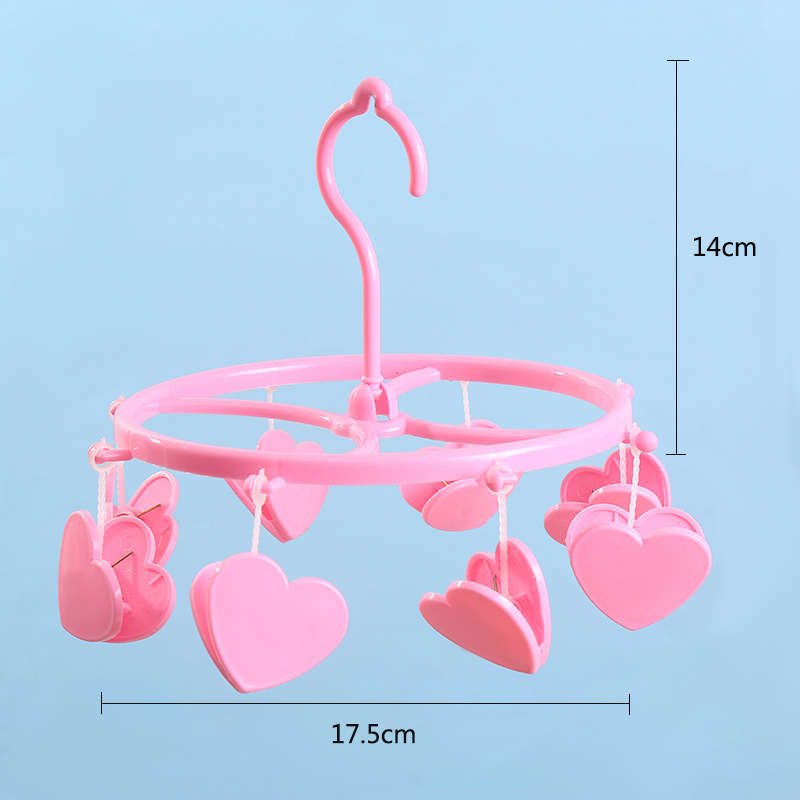 家用衣架卡通塑料8个夹子晒晾衣架内衣裤袜子可爱圆形晾晒衣架详情6