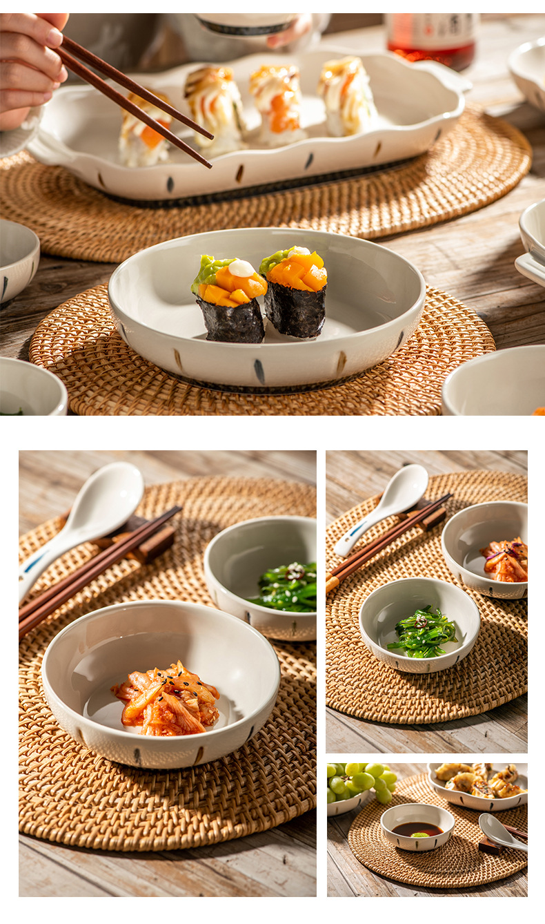 Japanese-style tableware, bowls and plates, light luxury home simple ceramic plates, vegetable plates, creative soup bowls and fish plates, housewarming gifts pic 12