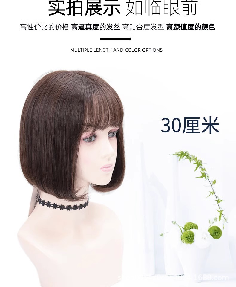 Wig for women, long straight hair, full head cover style, real hair strands, real hair, collarbone, full real, natural, round face, wavy, in stock pic 12