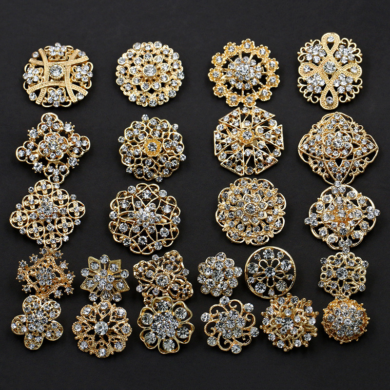 欧美时尚卡装小胸针 镶水钻合金胸花 手捧花服饰配件别针厂家批发详情11