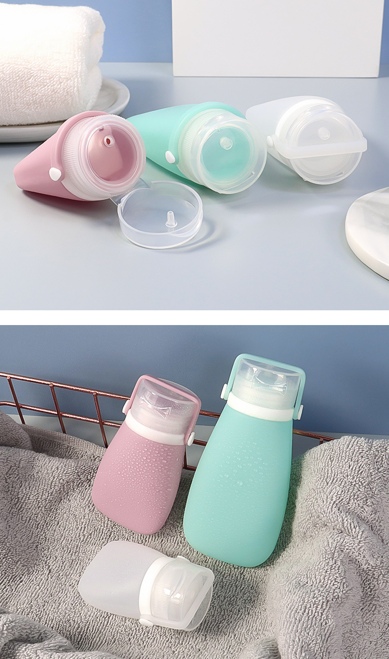 New strapping leak-proof silicone dispensing bottle portable home and travel set for facial cleanser, cosmetics and lotion storage bottle pic 25