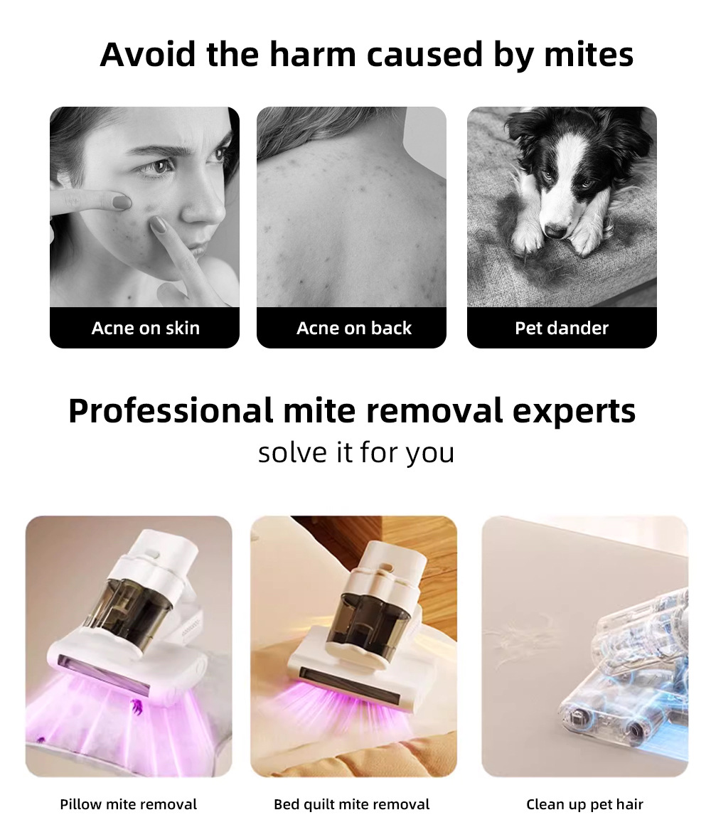 Double roller brush mite remover, a mite removal wonder, a large household vacuum cleaner for bed removal, ultrasonic and ultraviolet sterilization power purification pic 1