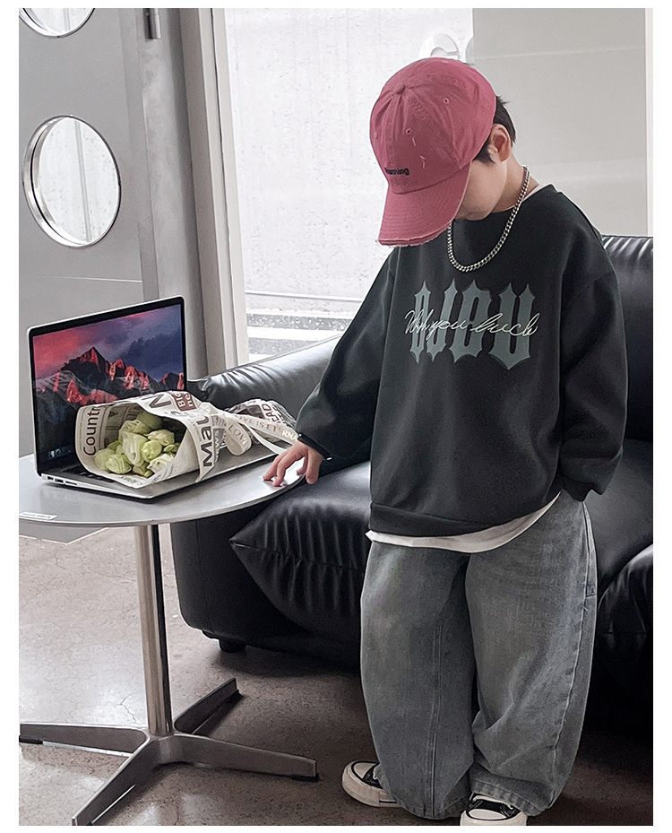 童酷儿童秋装2024湖州织里童装韩版宝宝上衣潮酷字母印花男童卫衣详情21