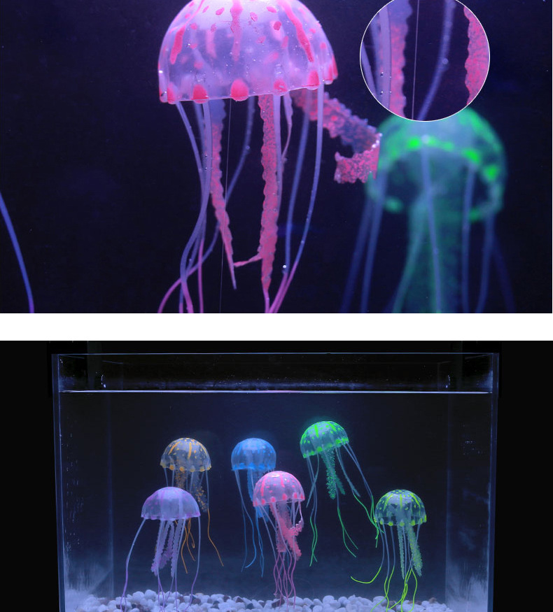 Jellyfish simulation fluorescent large silicone fish tank decoration aquarium landscape products manufacturer wholesale pic 36