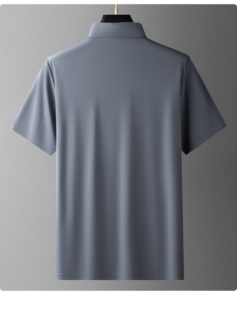 夏季新款翻领短袖T恤铜氨纤维宽松大码休闲卫衣polo衫裸感薄款潮详情20
