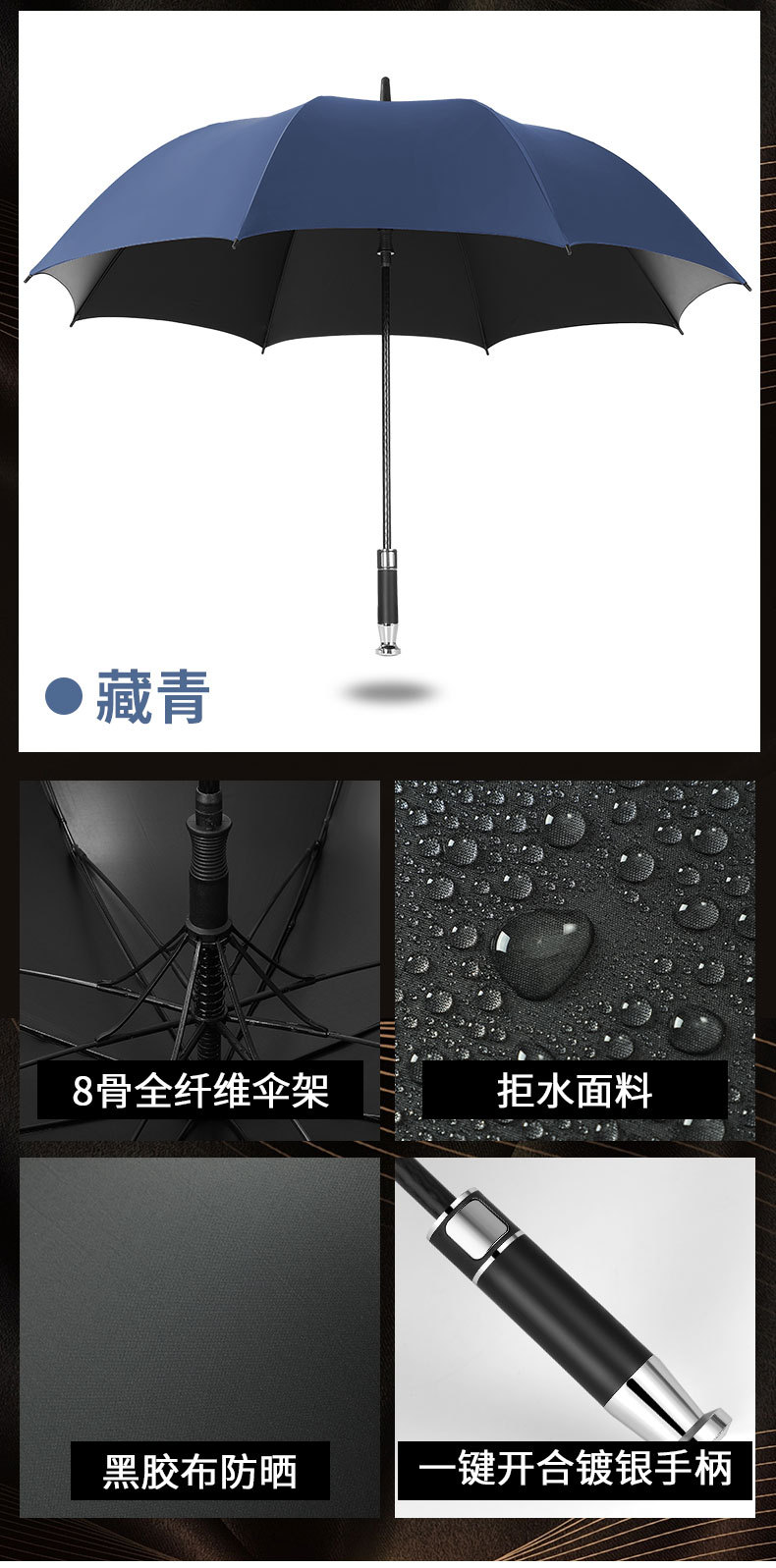 【厂家直销】雨伞定制批发可印logo图案晴雨两用太阳伞广告直杆伞详情12