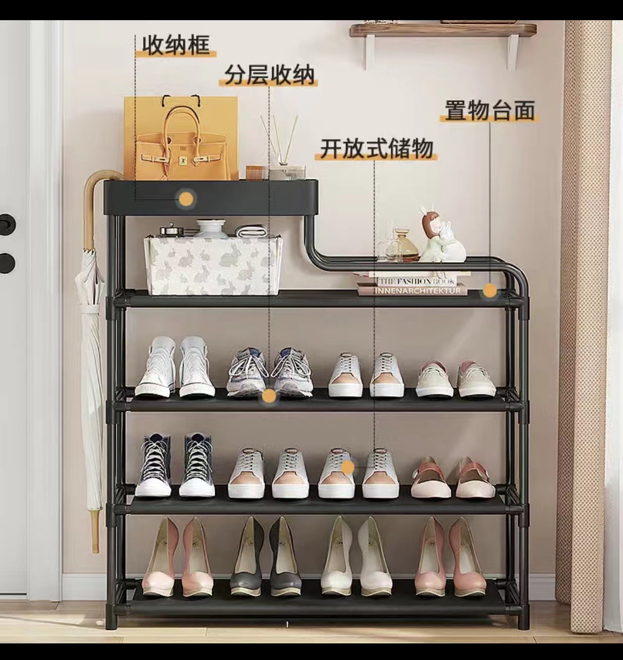 鞋柜多功能多层鞋架子防尘家用门口进门收纳柜鞋子出租房收纳神器详情16