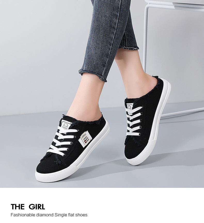 帆布鞋夏季新款小白鞋懒人鞋一脚蹬半拖平底百搭学生百搭时尚板鞋详情10