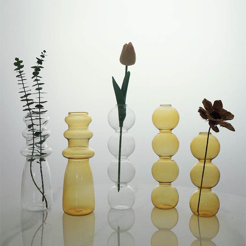 A popular Instags-style glass small vase, a niche hydroponic and hydroponic transparent light luxury bubble decoration for living room flower arrangement pic 3