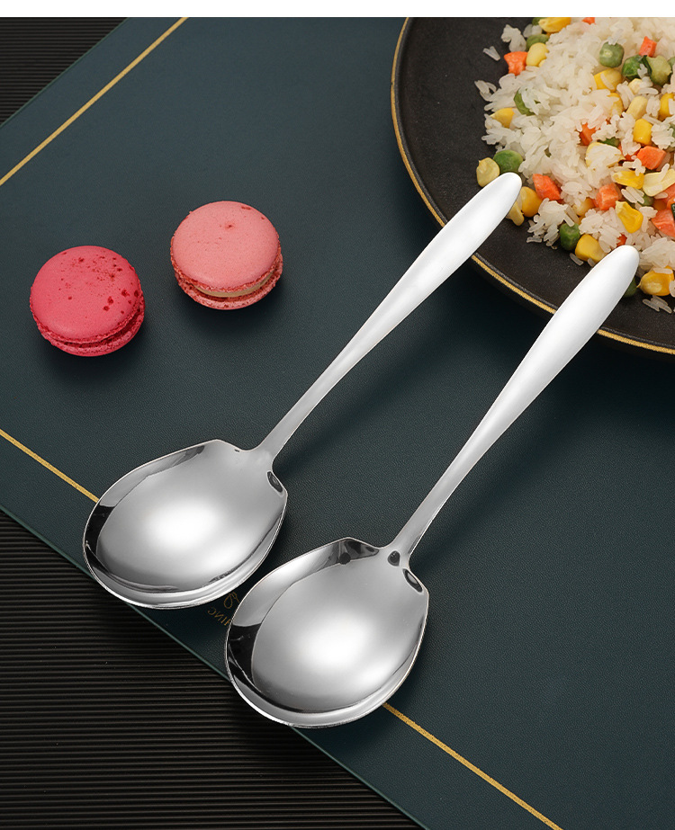 不锈钢勺子批发酒店自助餐高颜值公用分餐勺家用加厚汤匙饭勺餐具详情19