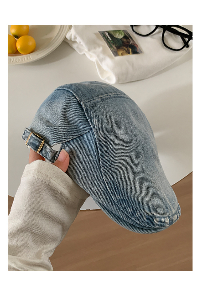 品牌【森多娜】贝雷帽 复古水洗牛仔前进帽女夏秋百搭大头围显脸小反戴鸭舌贝雷帽子详情18