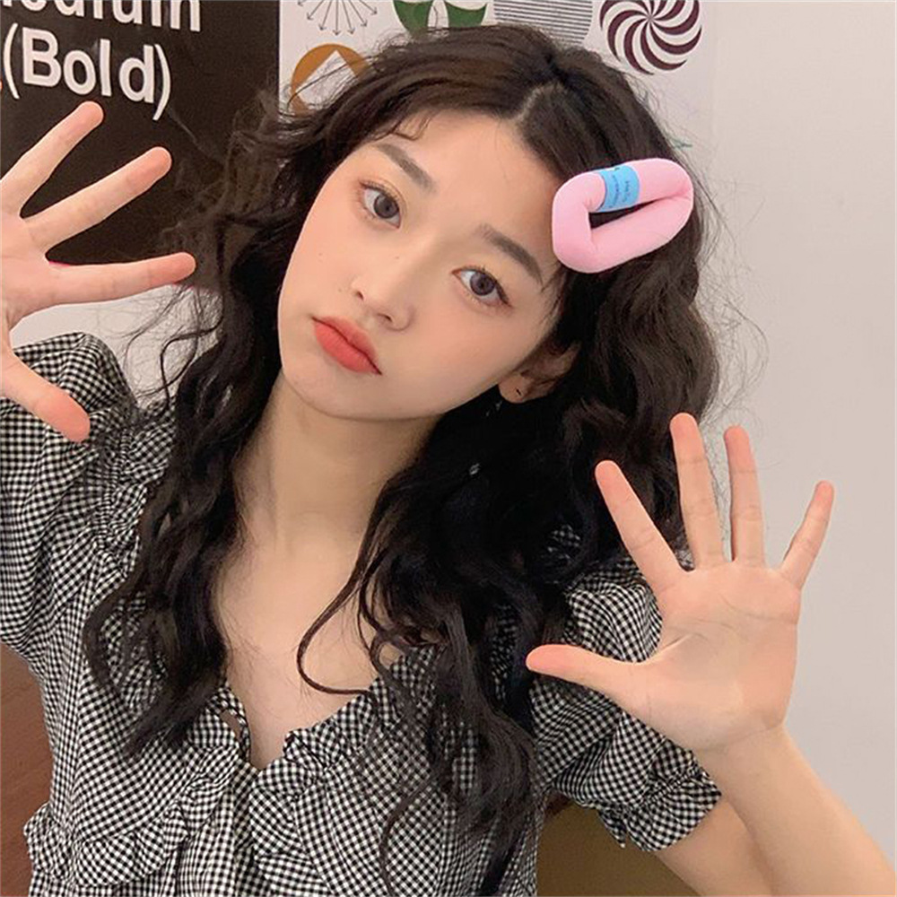 Cream-colored puffy sponge hair clips, cute large bangs clips, BB clips, makeup clips, hair clip edge clips, and teenage hair accessories pic 11