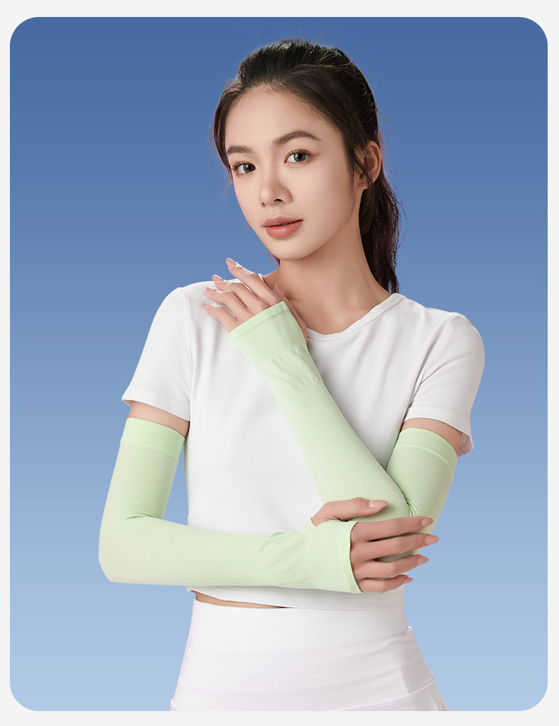 夏季防晒冰袖女户外防紫外线冰丝袖套薄护臂开车骑行透气凉感手袖详情22