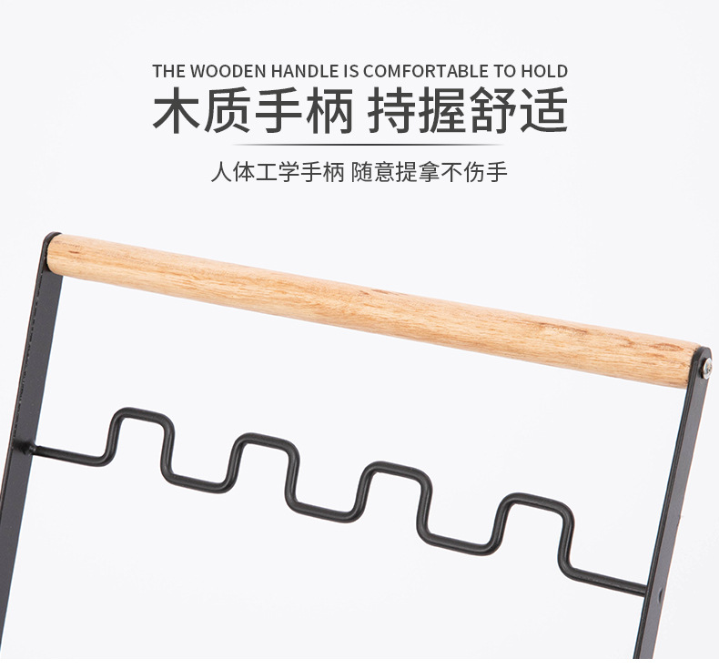 Outdoor garbage rack, foldable camping household garbage rack, sundries rack, kitchen storage rack, bracket, wooden handle garbage rack pic 7