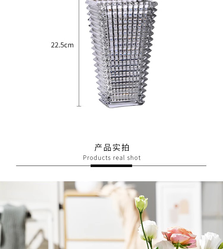 璀璨重厚水晶玻璃花瓶透明北欧水培客厅插干鲜花装饰摆件详情22