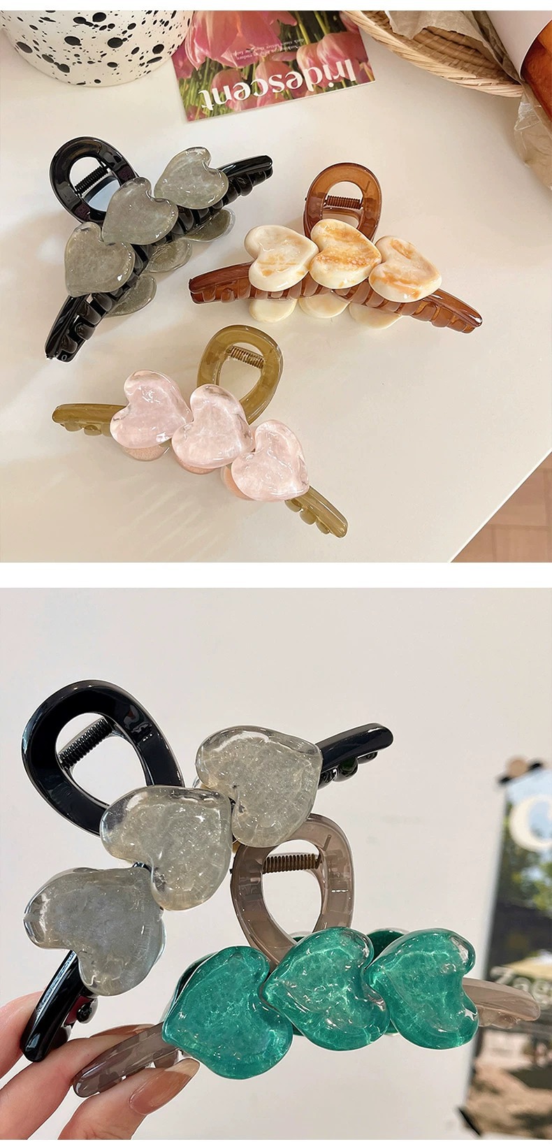 冰晶爱心大号抓夹百搭新款发量多鲨鱼夹子头饰高级感ins简约发夹详情8