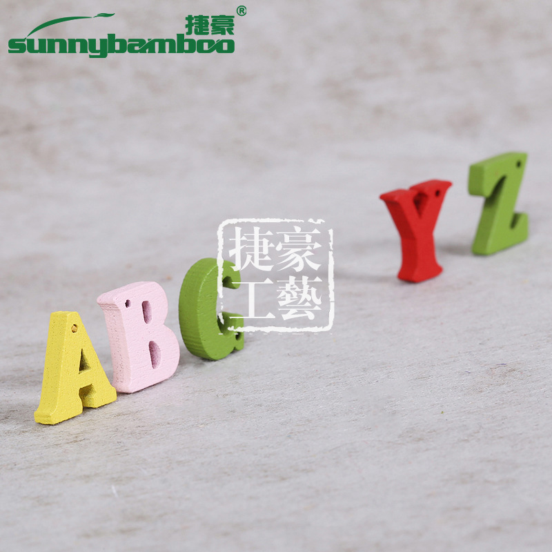 捷豪工艺新款彩色原木DIY工艺字母 英文字母混装 DIY早教玩具批发详情7
