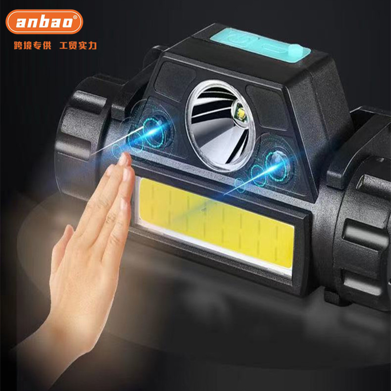 Cross-border COB sensor headlamp, home USB charging strong light camping night fishing bait lamp Headlamp, night fishing lamp pic 1