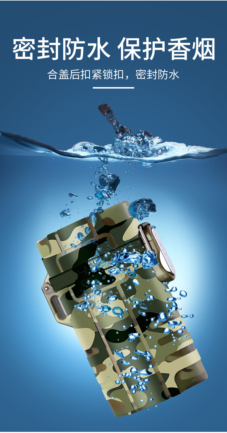 20-piece large-capacity waterproof cigarette box, USB portable rechargeable silent tungsten filament lighter, cigarette lighter pic 5