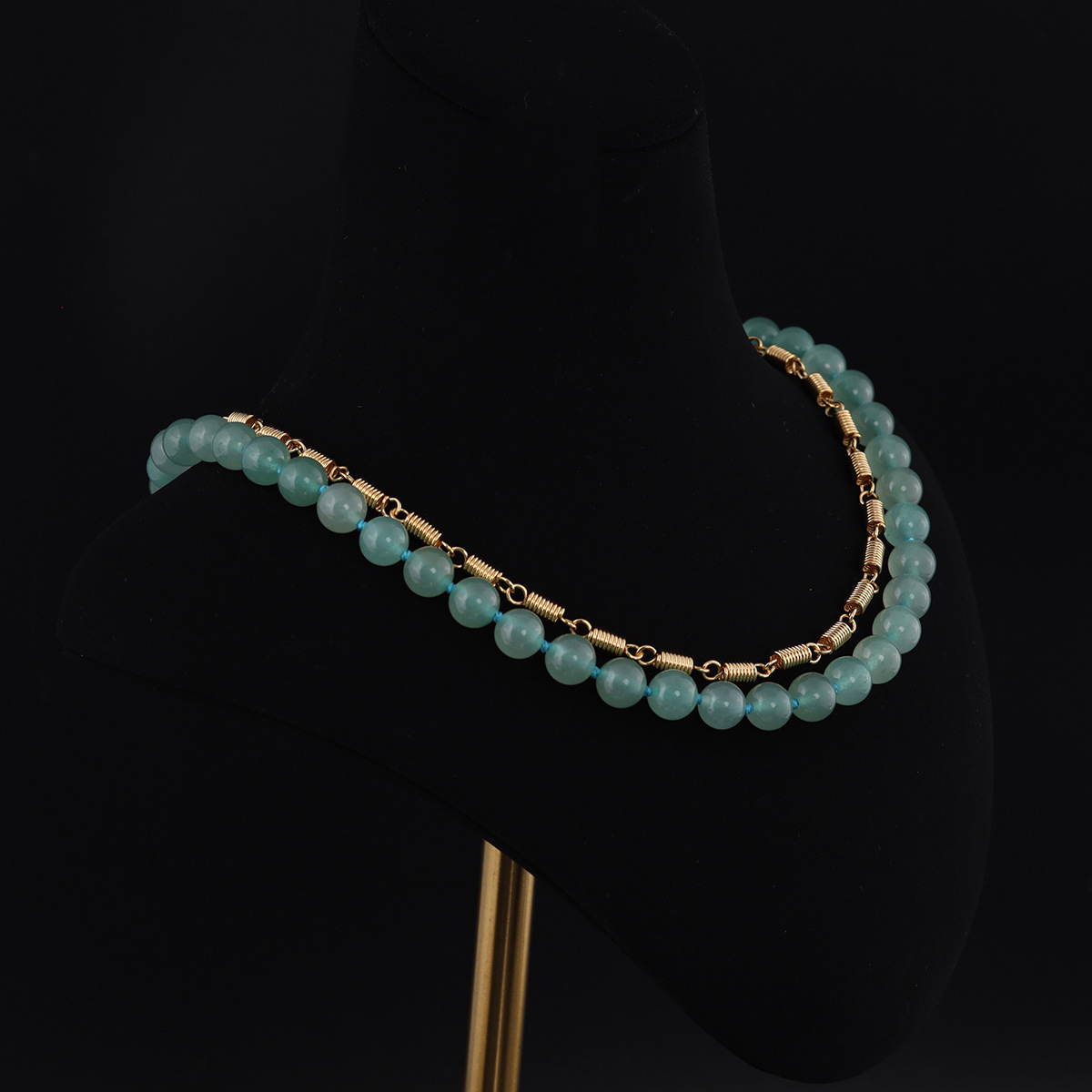 中古vintage高级感时尚小众设计青岛工厂批发祖母绿双层项链女款详情4