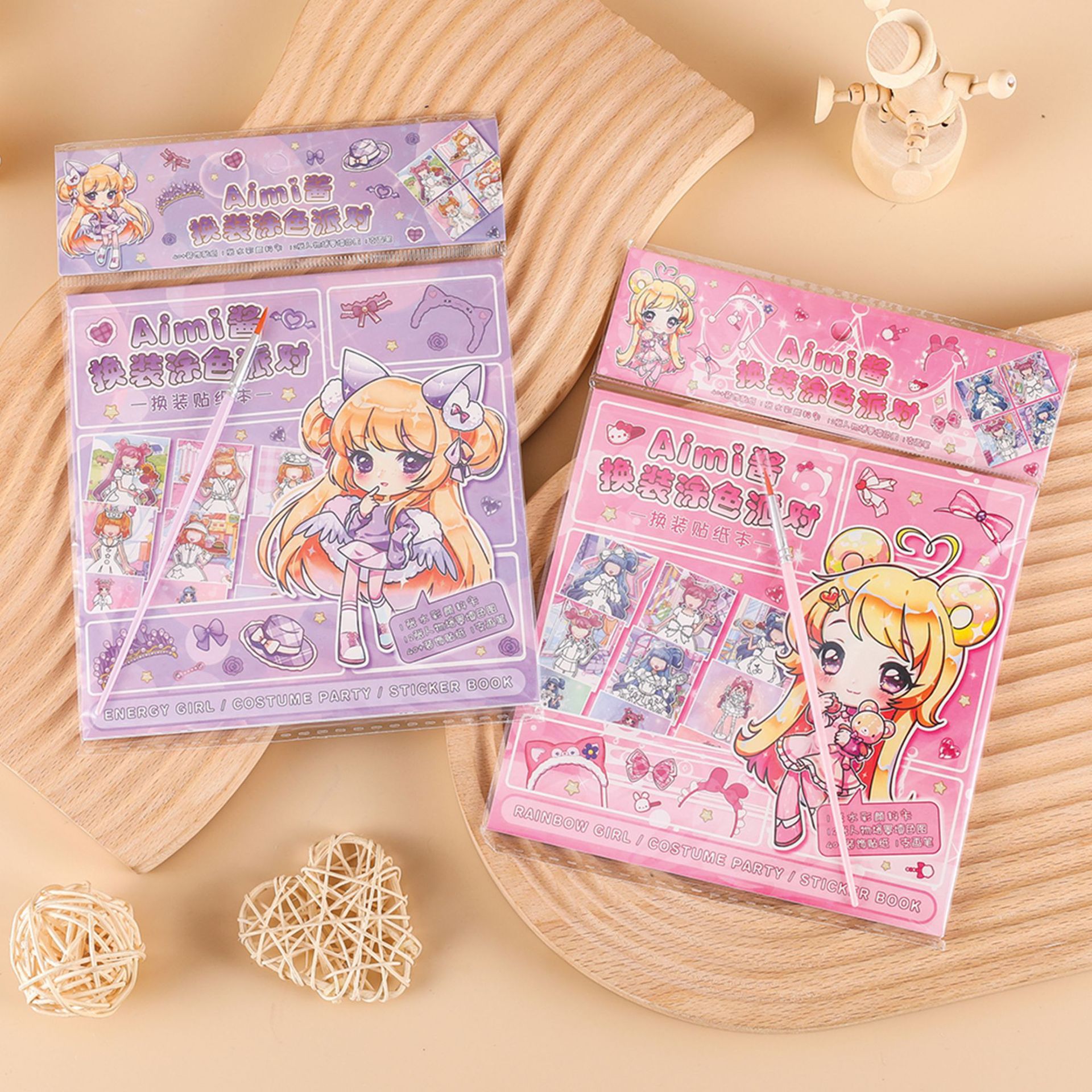 AIMI酱换装派对贴纸本少女心公主换装涂色贴画可爱女孩玩具装饰画详情4