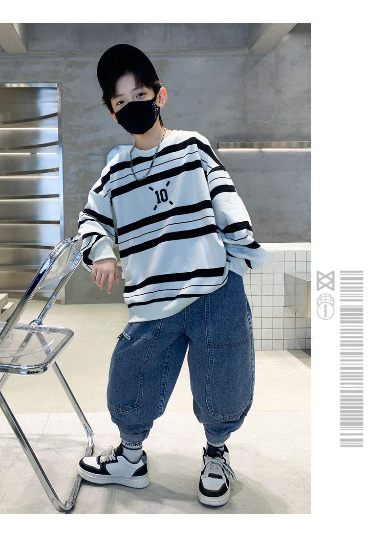 男童卫衣春秋款2023新款儿童春装长袖上衣男孩韩版中大童春季条纹详情7