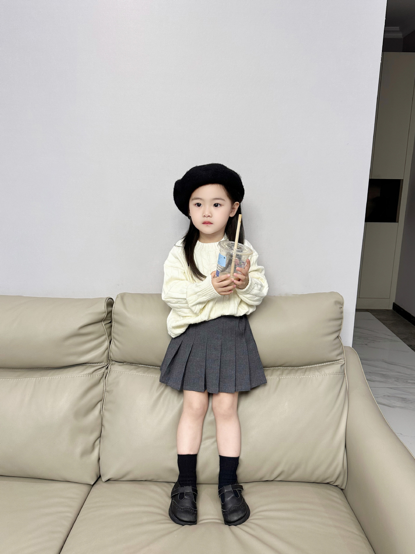 女童百褶裙2023秋季新款中小童韩版基础款半身裙带里裤儿童裙子详情5