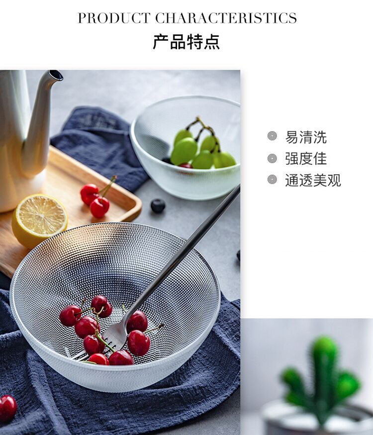 玻璃盆汤碗饭碗沙拉碗磨砂饭碗圆透明大小号打蛋碗详情2