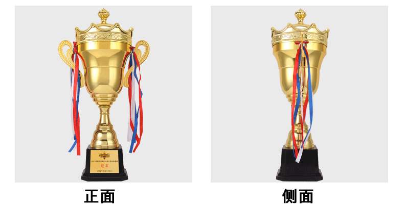 Metal universal large trophy, basketball and football sports meeting champion, alloy electroplated trophy, double-ear covered gold cup pic 4